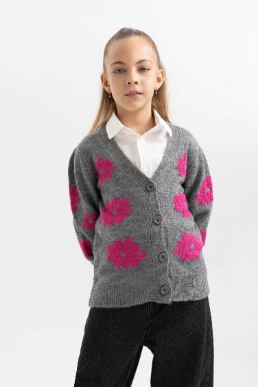 كارديجان بناتي تريكو قصة عادية بياقة V