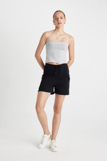 Regular Fit Thin Sweatshirt Fabric Regular Hem Shorts