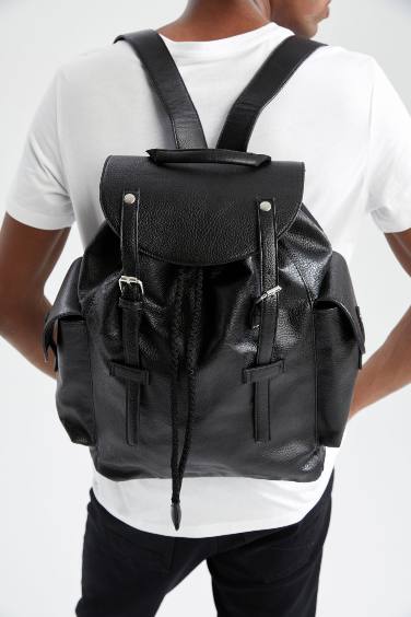 Sac à dos en similicuir pour homme avec ceinture