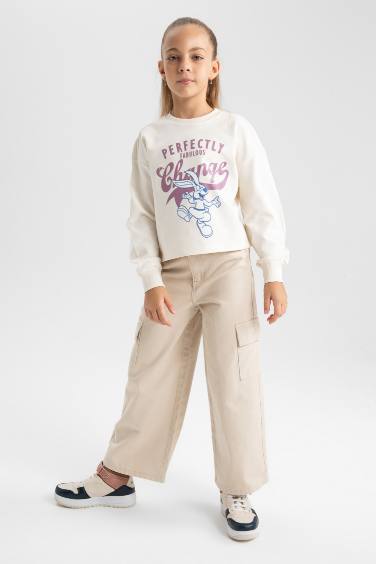 Girl Wide Leg Cargo Wide Leg Cotton Trousers