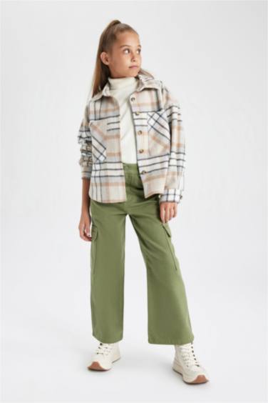 Girl Wide Leg Cargo Wide Leg Cotton Trousers