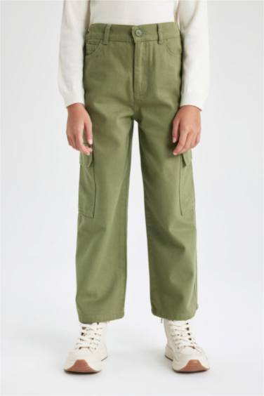 Girl Wide Leg Cargo Wide Leg Cotton Trousers