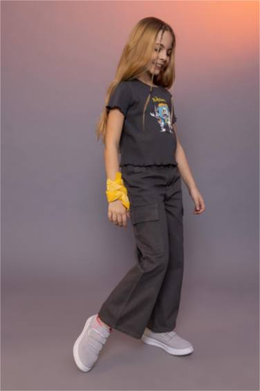 Girl Wide Leg Cotton Cargo Pants