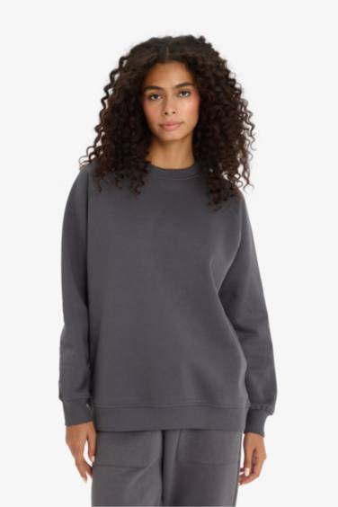 Sweatshirt oversize basique en tissu épais à col rond