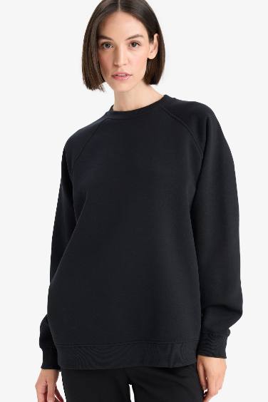 Oversize Fit Crew Neck Basic Thick Sweatshirt