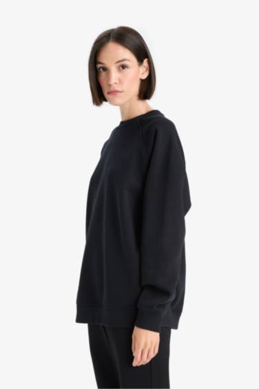 Oversize Fit Crew Neck Basic Thick Sweatshirt