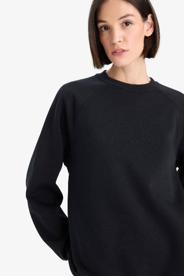 Oversize Fit Crew Neck Basic Thick Sweatshirt