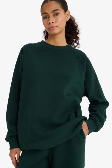 Oversize Fit Crew Neck Basic Thick Sweatshirt