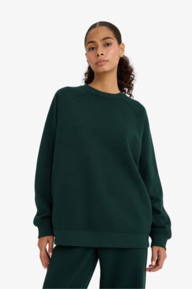 Oversize Fit Crew Neck Basic Thick Sweatshirt