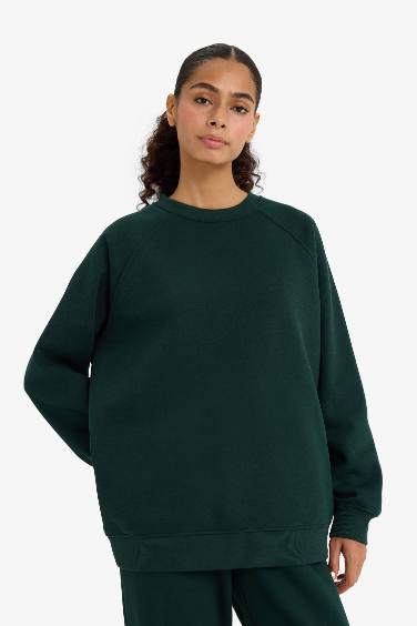 Oversize Fit Crew Neck Basic Thick Sweatshirt