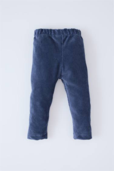 سروال ضيق قصة عادية مخمل مضلع بساق مطاطي للبيبي بنت