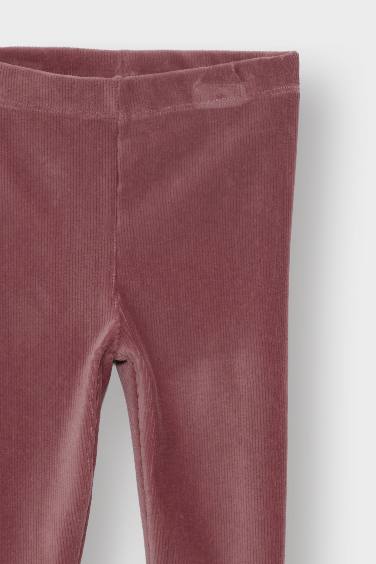 Legging côtelé en velours à jambes droites pour bébé fille