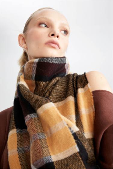 Erkek Kare Desenli Püsküllü Atkı