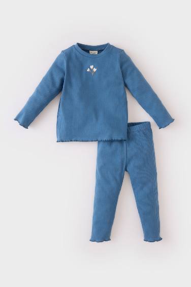 Ensemble de 2 pièces pour bébé fille : T-shirt à manches longues fleuri et pantalon