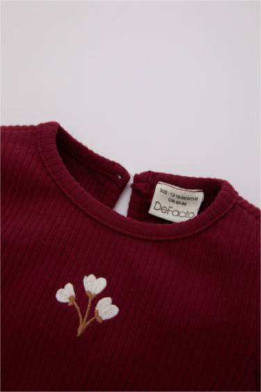 Ensemble De T-Shirt Manches Longues à Col Montant Et Legging à Fleurs Pour Bébé Fille - 2 Pièces