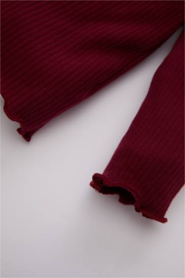 Ensemble De T-Shirt Manches Longues à Col Montant Et Legging à Fleurs Pour Bébé Fille - 2 Pièces