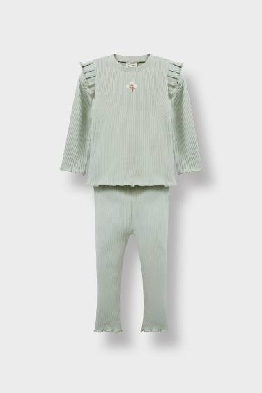 سيت بيبي بيبي فلورال مضلع تيشيرت وستريج - قطعتين