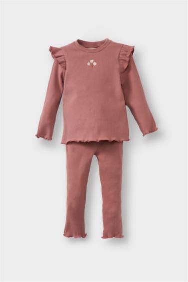 Baby Girl Floral Long Sleeve Ribbed Camisole 2 Piece Set