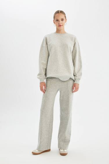 سويت شيرت اوفر سايز بيزك برقبة مستديرة