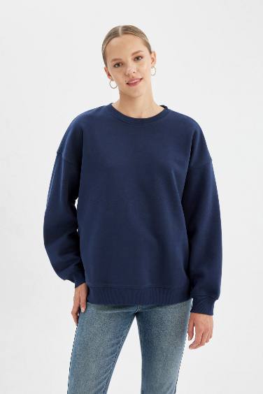 Sweat- Shirt Coupe Oversize Col Rond Manche Longue