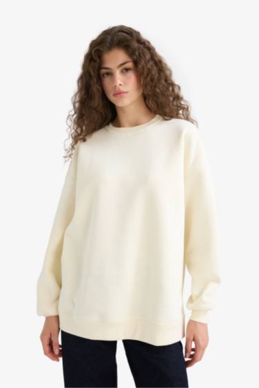 سويت شيرت اوفر سايز تقيل بياخة مستديرة