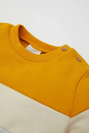 Baby Boy Color Block Soft Furry Sweatshirt Sweatpants 2 Piece Set