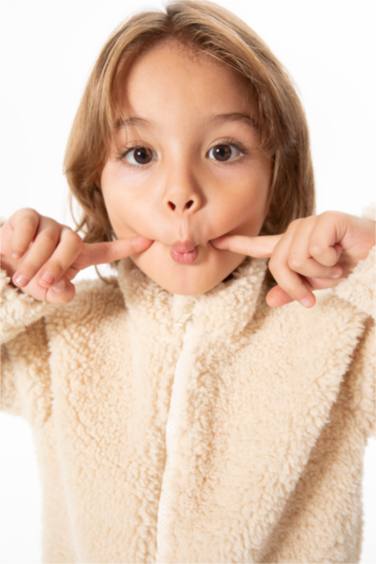 Кардиган с вырезом из плюша для малышей мальчиков