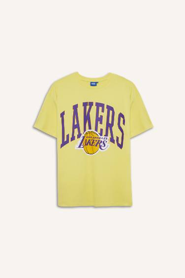 DeFactoFit NBA Los Angeles Lakers Oversize Geniş Kalıp Bisiklet Yaka Kısa Kollu Tişört