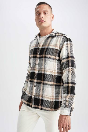 Modern Fit Polo Collar Woodcutter Long Sleeve Shirt