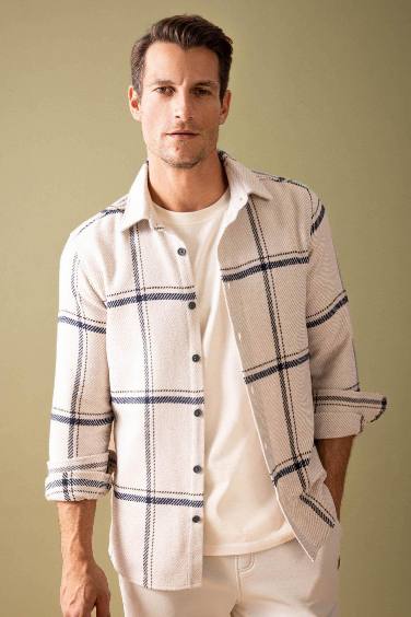 Modern Fit Polo Collar Woodcutter Long Sleeve Shirt