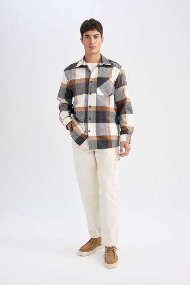 Relax Fit Kareli Oduncu Flanel Uzun Kollu Gömlek