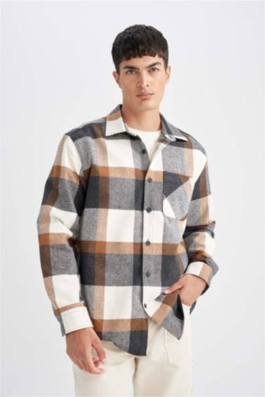 Relax Fit Kareli Oduncu Flanel Uzun Kollu Gömlek