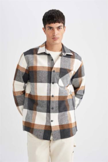 Relax Fit Kareli Oduncu Flanel Uzun Kollu Gömlek