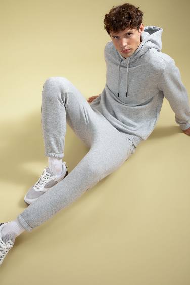 Standard Fit Thick Sweatshirt Fabric Rib Hem Jogger