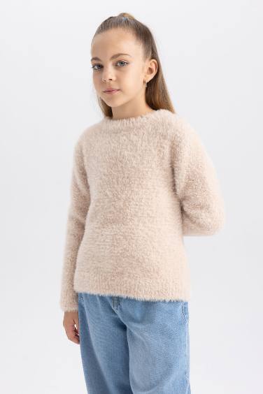 Girl Crew Neck Knitted Pullover