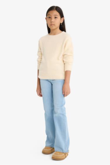 Kız Çocuk Regular Fit Bisiklet Yaka Triko Kazak