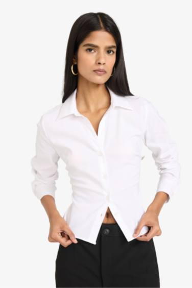 Slim Fit Shirt Collar Long Sleeve Shirt
