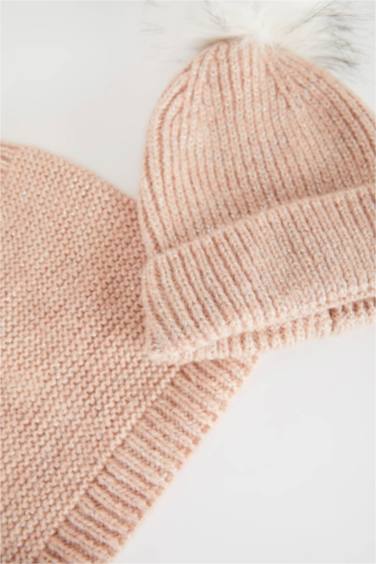 Ensemble Écharpe et Bonnet à pompon pour fille