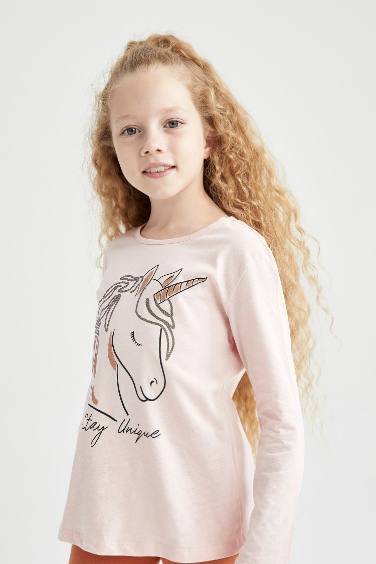 T-Shirt À Manches Longues En Tricot Col rond Fille