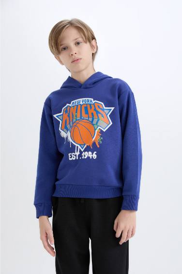 Regular Fit NBA New York Knicks Licensed Hooded Sweatshirt