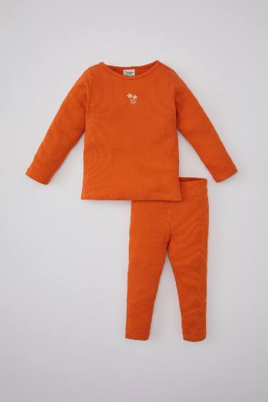 Pyjama à Broderies à Manches Longues pour Bébé Fille