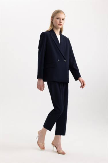 Slim Fit Pocketed High Waist Standard Leg Trousers