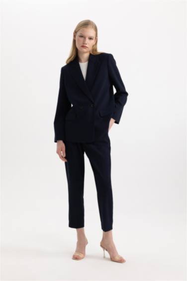 Slim Fit Pocketed High Waist Standard Leg Trousers