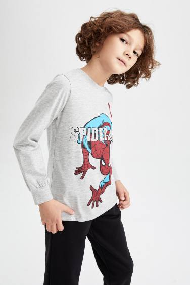 Boy Marvel Spiderman Crew Neck Long Sleeve T-Shirt