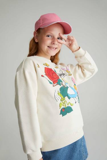 Girl Alice In Wonderland Crew Neck Sweatshirt