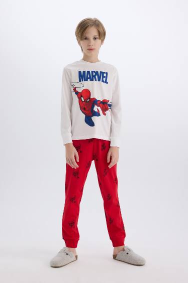 Boy Marvel Spiderman Long Sleeve Top Bottom 2 Piece Pajama Set