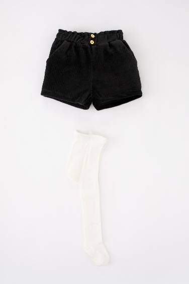 Baby Girl 2 piece Comfort Fit Paperbag Waist Shorts