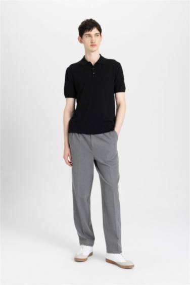 Slim Fit Short Sleeve Knit Polo T-Shirt