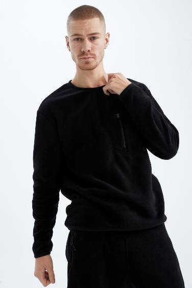 DeFactoFit Standard Fit Crew Neck Fleece Sweatshirt