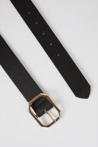 حزام نسائي جلد صناعي بمشبك مستطيل